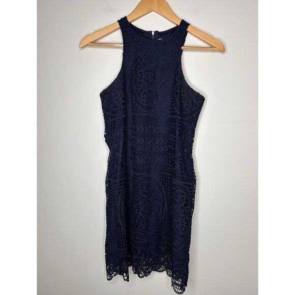 Lovers + Friends Navy Caspian Dress Women’s XS Sleeveless Mini Lace Whimsigoth - Picture 4 of 9